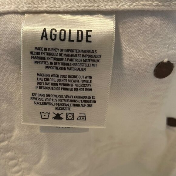 Agolde Women's 34 90s Mid Rise Straight In Fortune Cookie Cream White Button Fly - Picture 9 of 13